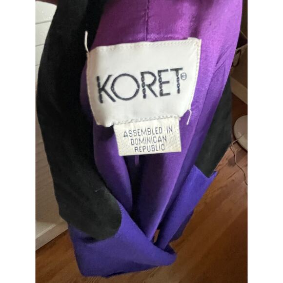 Vintage 80s Koret 100% wool royal purple blazer w velvet collar size 12 Mint - Picture 4 of 5